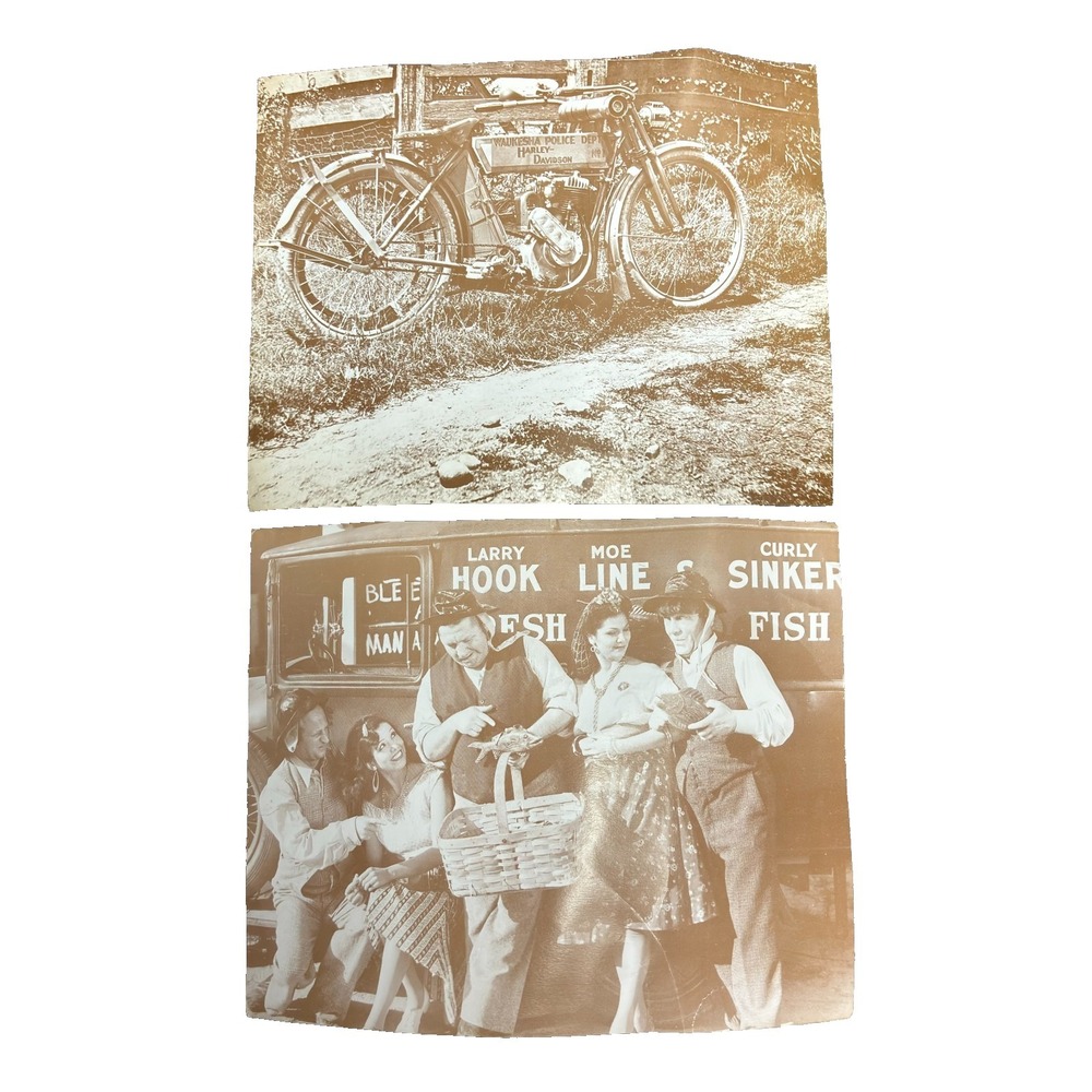 Vintage Harley Davidson No. 1 Motorcycle & The 3 Stooges Original Prints